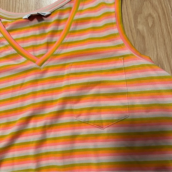 Toad & Co Pastel Fall Color Striped Sleeveless V Neck Tank Top Women’s Large - Picture 3 of 6
